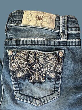 Miss Me Jeans Bootcut Size 31/32 Embroidered Bling Pocket Stretch Denim Y2K